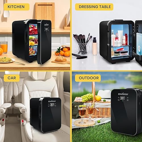 Miniatura 7 de Enventor 10L Mini Refrigerator Skincare Fridge, AC 120V DC 12V Mini Portable Thermoelectric Cooler and Warmer Refrigerators with LCD Temperature