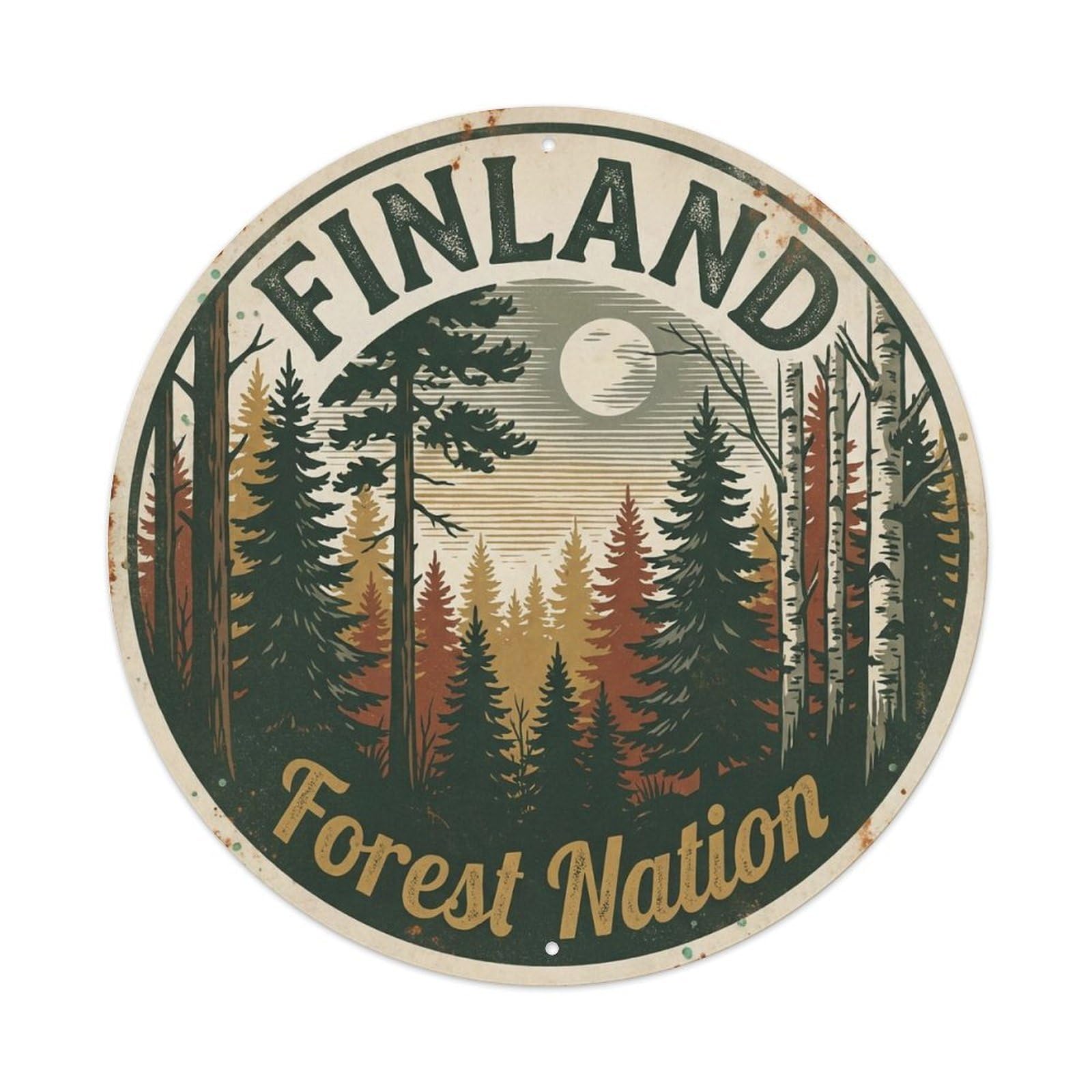 Vintage Travel Finland Golden Vintage Metal Tin Sign Plaque