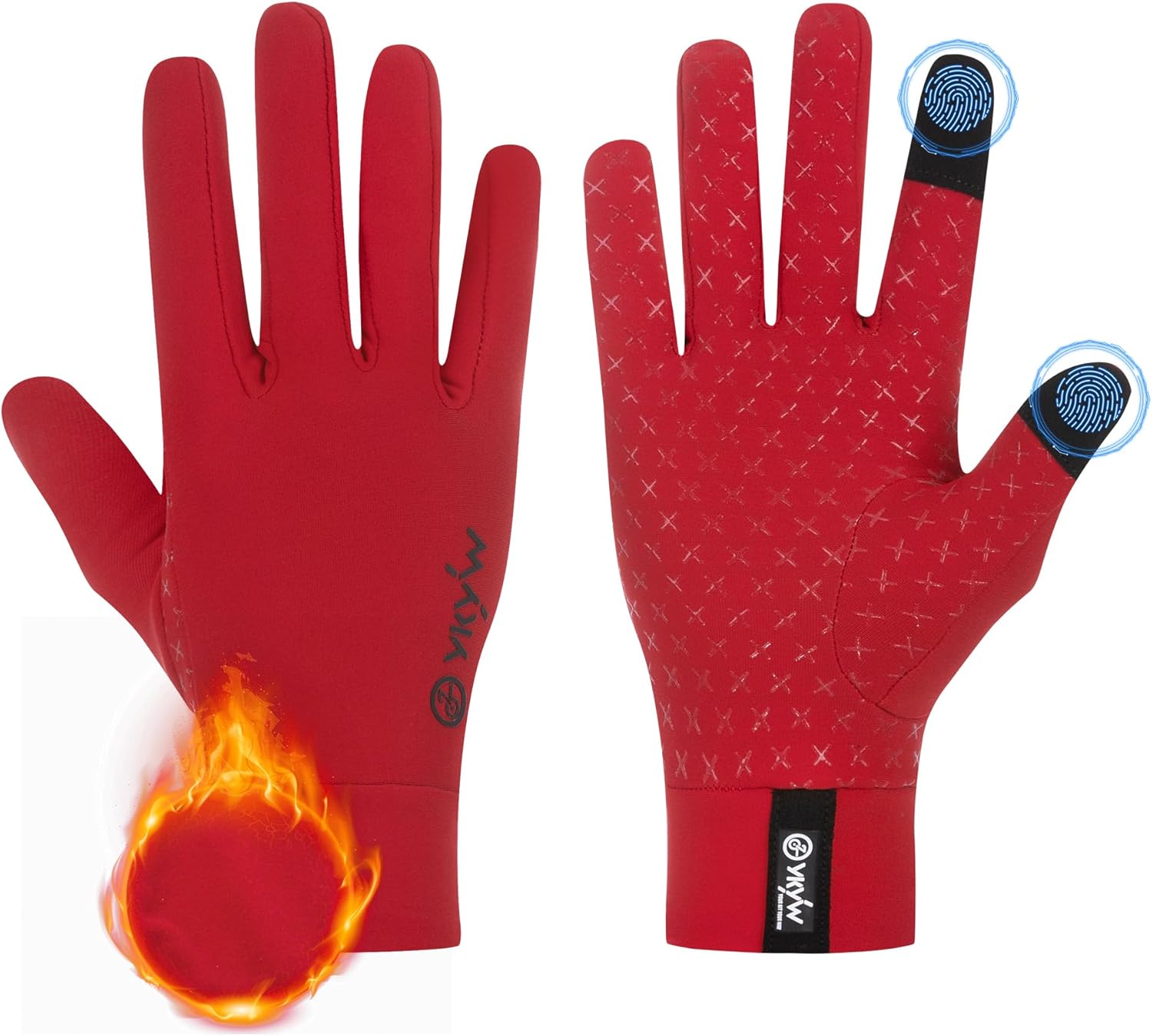 YKYWBIKE Winter Cycling Gloves Men Women -Touch Screen Padded Bike Glove Water Resistant Windproof Warm Anti-Slip for Running Biking Workout
