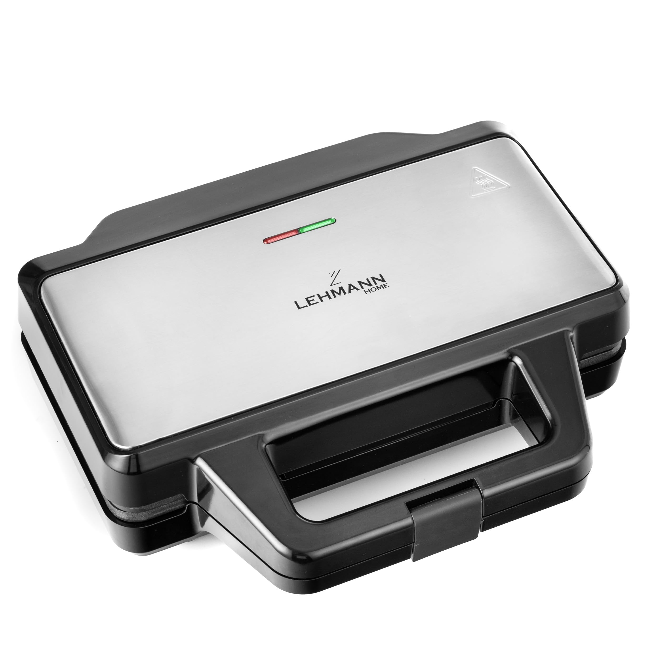 LEHMANN Sandwich Maker XXL – Piastre Extra Grandi – Tostiera Elettrica XXL per 2 Sandwich a Forma di Conchiglia – Antiaderente – Indicatore di Prontezza – Facile da Pulire – 1000W