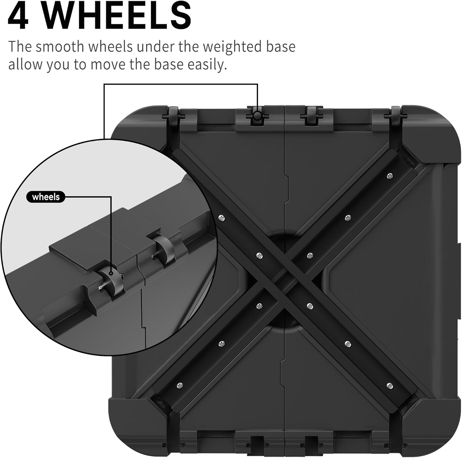 265 Lbs Cantilever Outdoor Patio Umbrellas Base with Wheels Sand and Water Filled Square 34 Inches