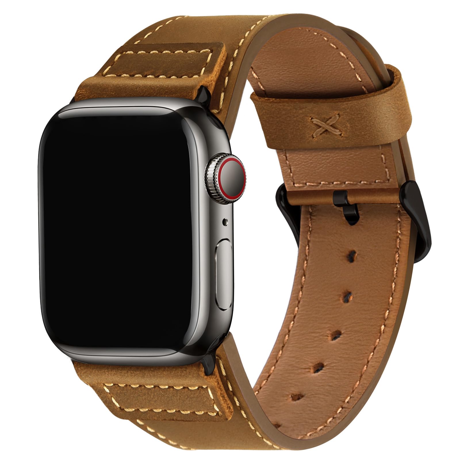 Wristitani Leather Strap Compatible With Apple Watch Straps 44mm 45mm 46mm 42mm 49mm 41mm 40mm for Men,Genuine Leather Replacement Band for iWatch Ultra2 Ultra Series 10 9 8 7 SE2 SE 6 5 4 3 2 1