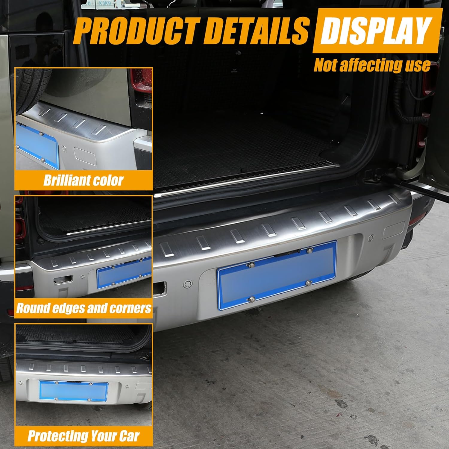 Car Rear Bumper Guard Trim Defender Exterior Kit Automotive Exterior Trim Bumper Guards Compatible with LR Defender 90 110 130 2020-2024 Models (Silver)