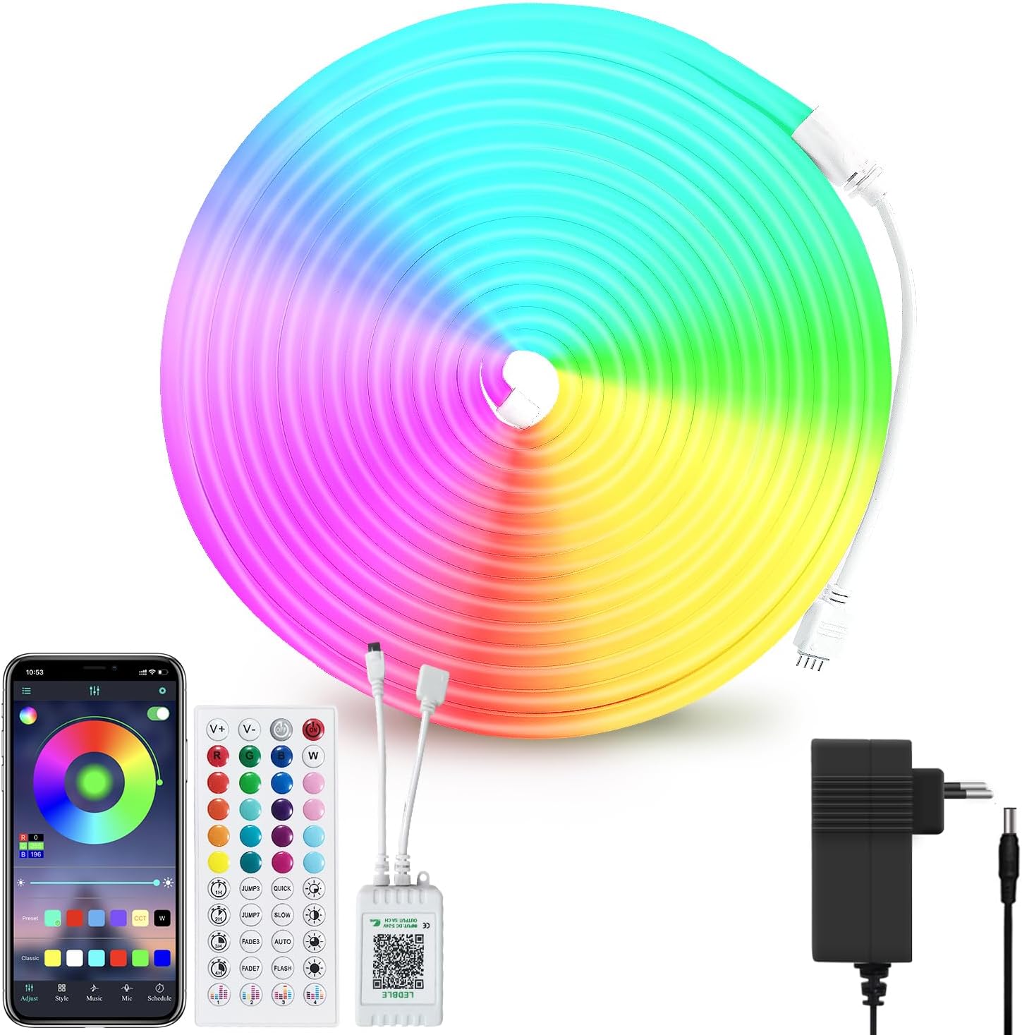 LED Neon Rope Lights 10m - RGB Mit Fernbedienung & App Wasserdicht