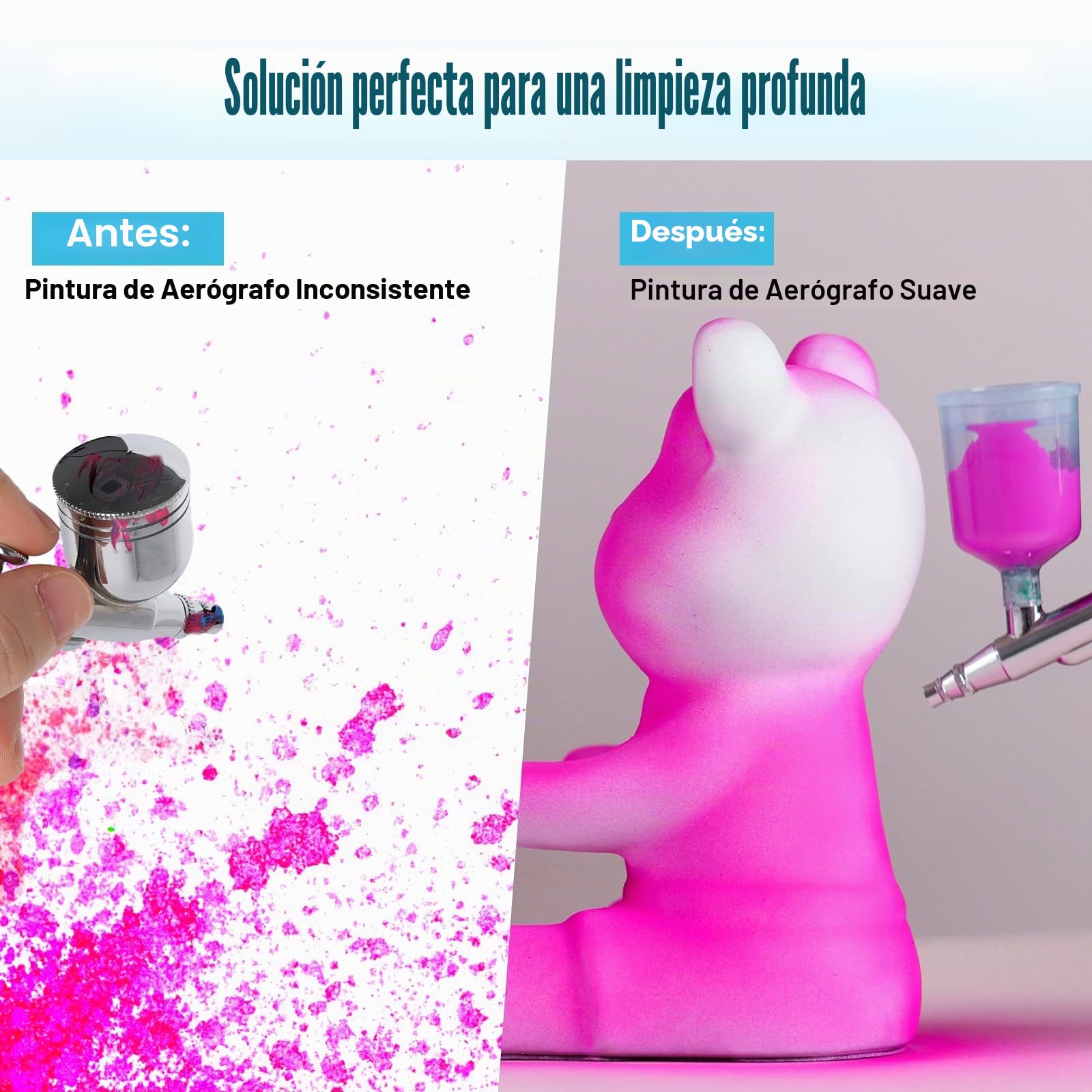 FansArriche Limpiador de aerógrafo de 1000 ml, solución de acción rápida para eliminar pintura acrílica a base de agua, acuarelas y pintura de aerógrafo, tintas, para limpiar aerógrafos obstruidos