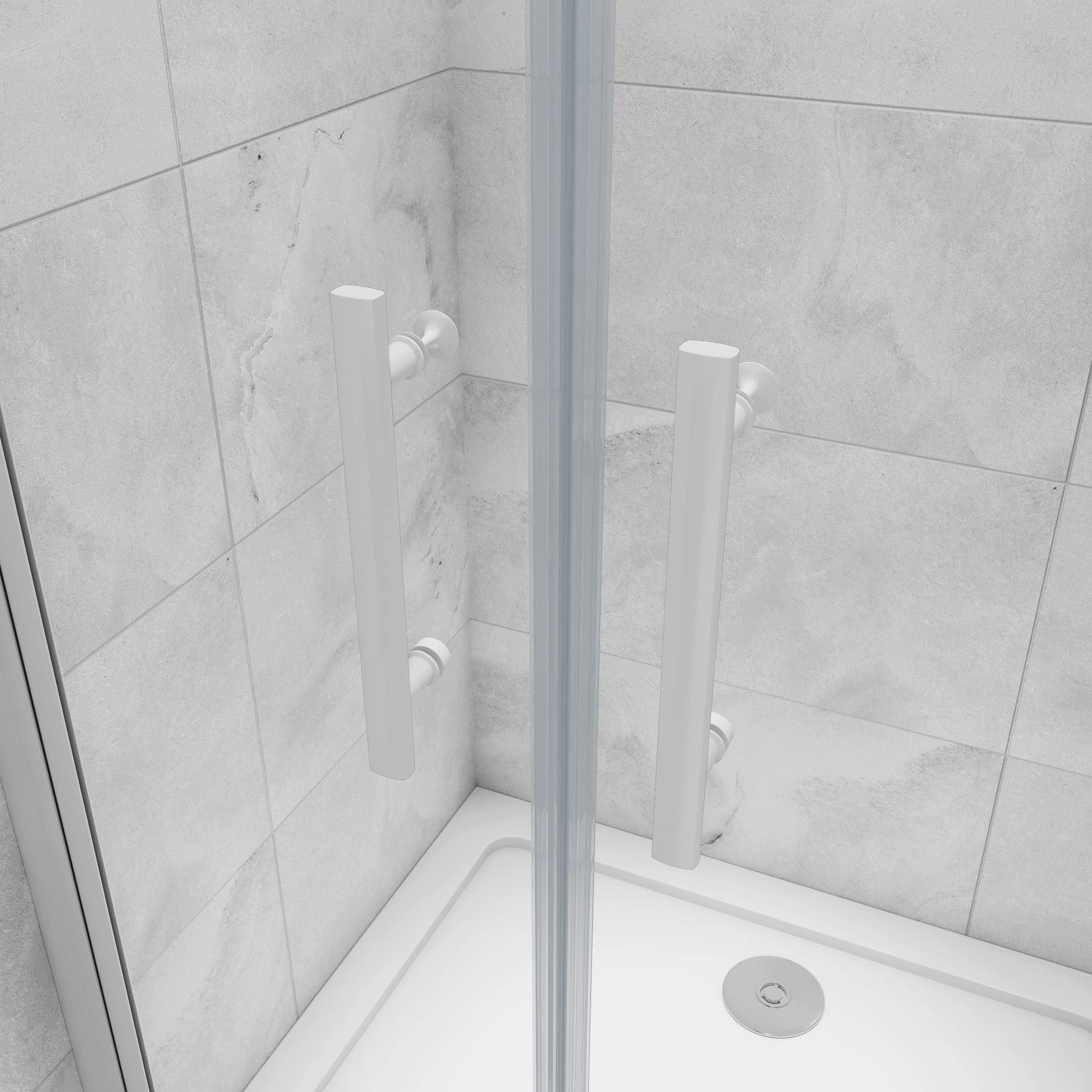 AICA porte de douche battante 110x180cm profilé blanc en 5mm verre anticalcaire porte de douche Hauteur 180cm Installation en niche
