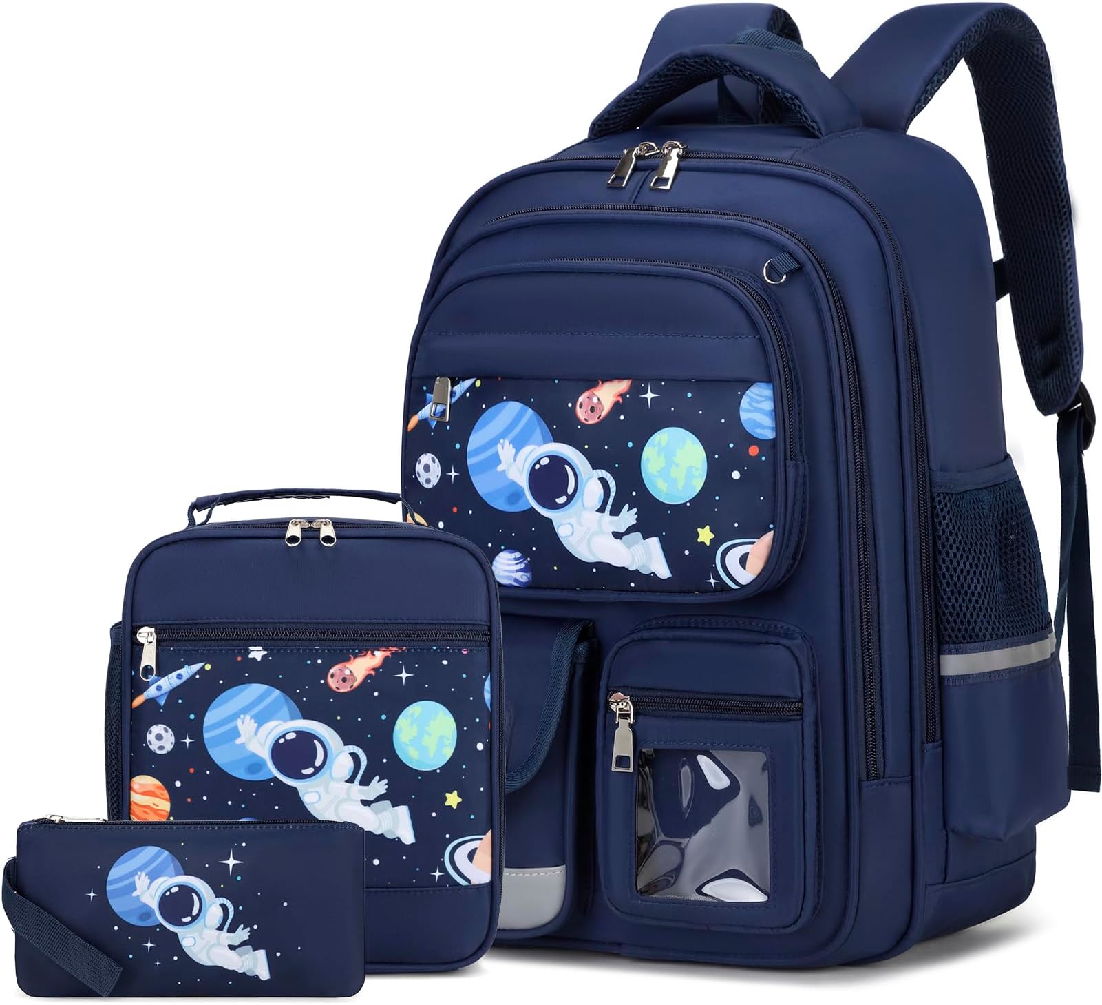 DIGOBAY 3PCS School Backpack for Boys, Boys Backpack with Lunch Box Pencil Case, Cool Space Astronaut Backpacks for Boy, Schoolbag Bookbag for Kindergarten Elementary Middle High School