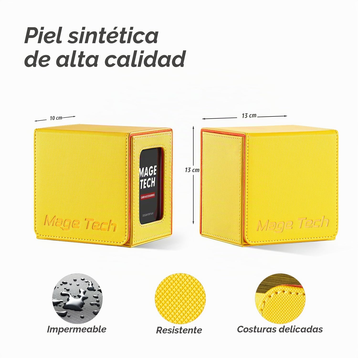 Mage Tech Caja de cartas para MTG Commander, diseño patentado, pantalla Commander, se adapta a 100 tarjetas de doble manga, bandeja de ladrillos y dados de 35 puntos, Rally