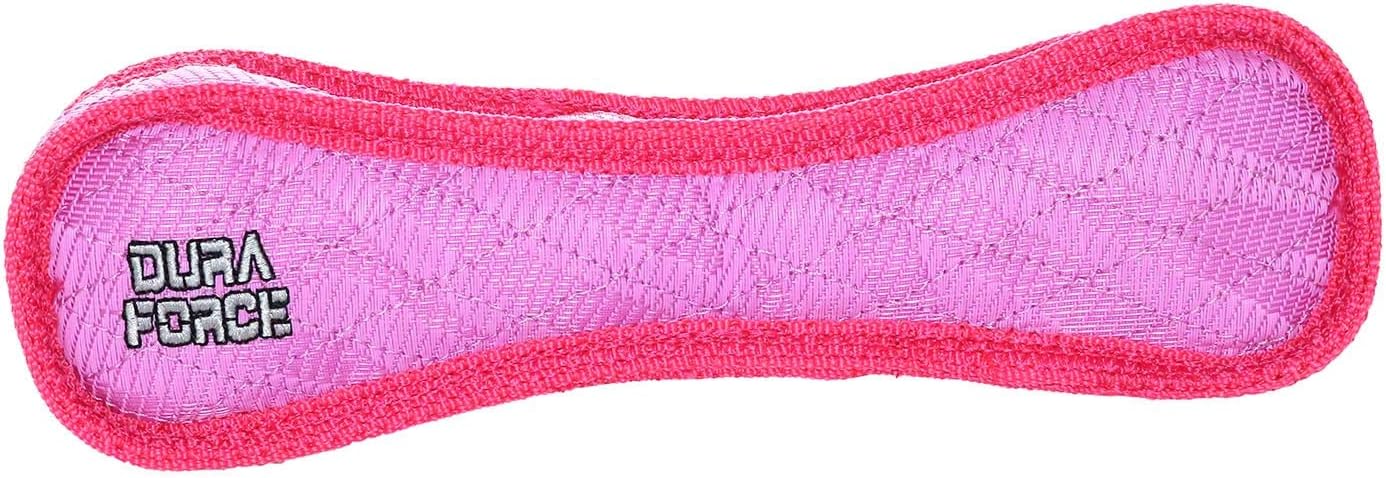 DURA FORCE - Durable Woven Fiber Dog Toy - Multiple Layers. Made Durable, Strong & Tough. Interactive Play (Tug, Toss & Fetch). Machine Washable & Floats (Bone Pink, Large 2 Pack)
