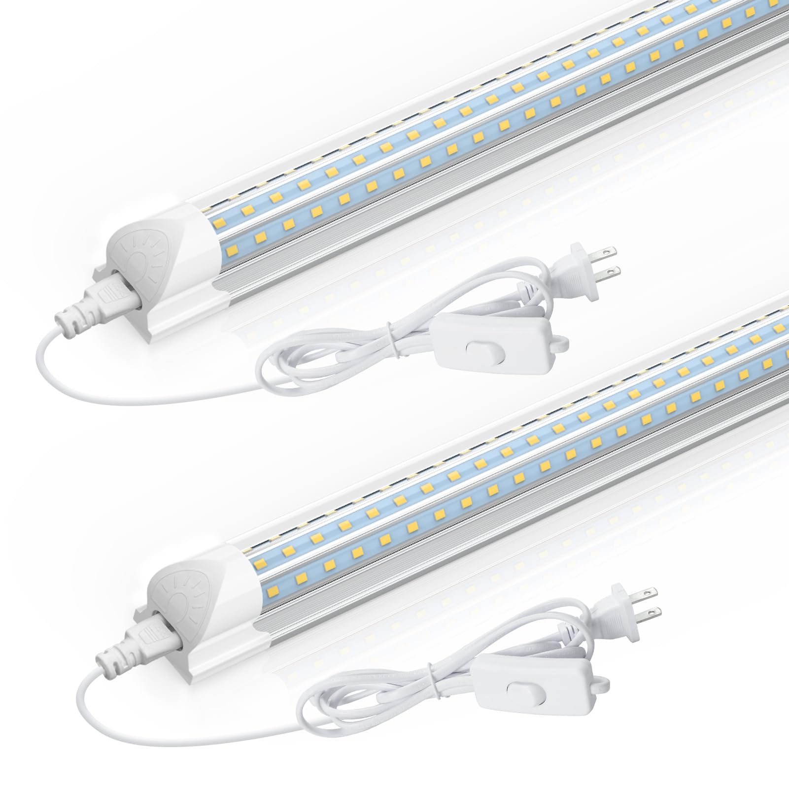CNSUNWAY LED Shop Light 2FT 24W 3600LM 6500K Super Bright T8 Integrated LED Light Fixture D-Shape Linkable Utility