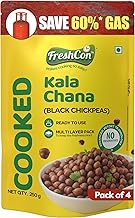 Freshcon Cooked Kala Chana 1kg | Boiled Ready to Eat Black Chickpeas | Ideal For Indian Curry & Quick Salads, Chaat | Nutritious & Healthy Food | Kala Chana | 250gm each | Pack of 4
