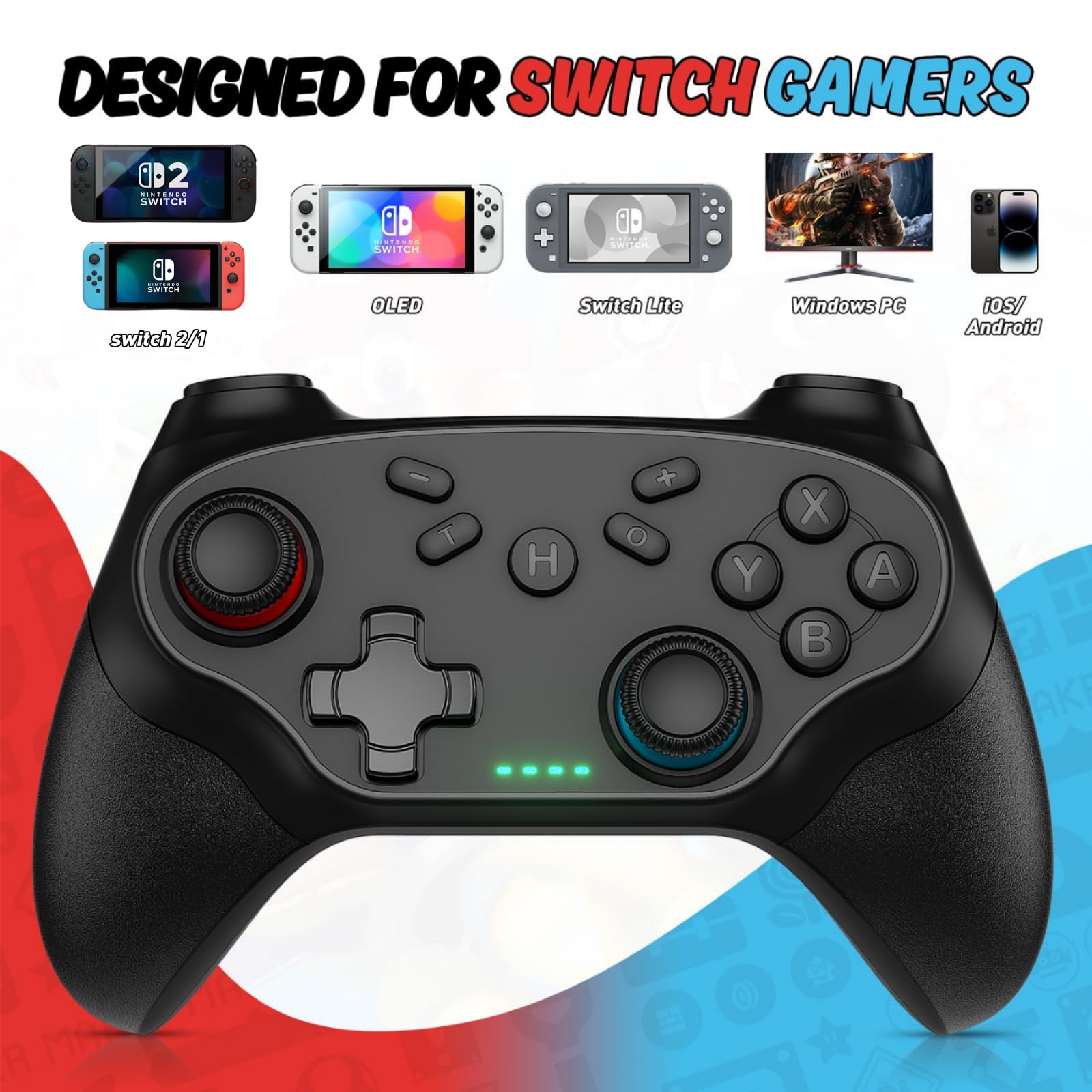 GGiking 2 Stück Wireless Controller für Nintendo Switch 2/Switch/Lite/OLED/PC, mit Wake-up, Turbo, 6-Axis Motion, Dual Vibration, Screenshot