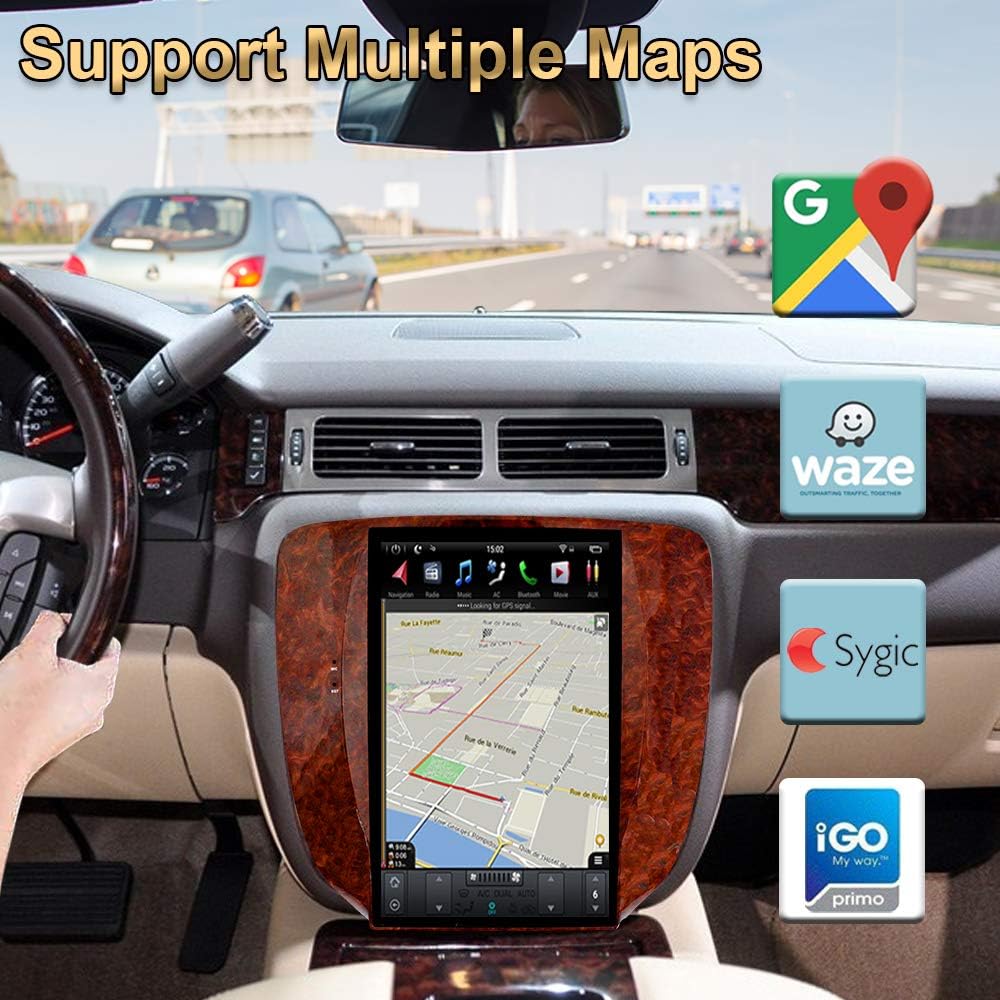 amazon com flyunice 12 1 android 9 fast boot tesla style car stereo radio navigation for chevrolet tahoe suburban silverado gmc yukon sierra 2007 2013 auto a c version bluetooth head unit wifi carplay dsp