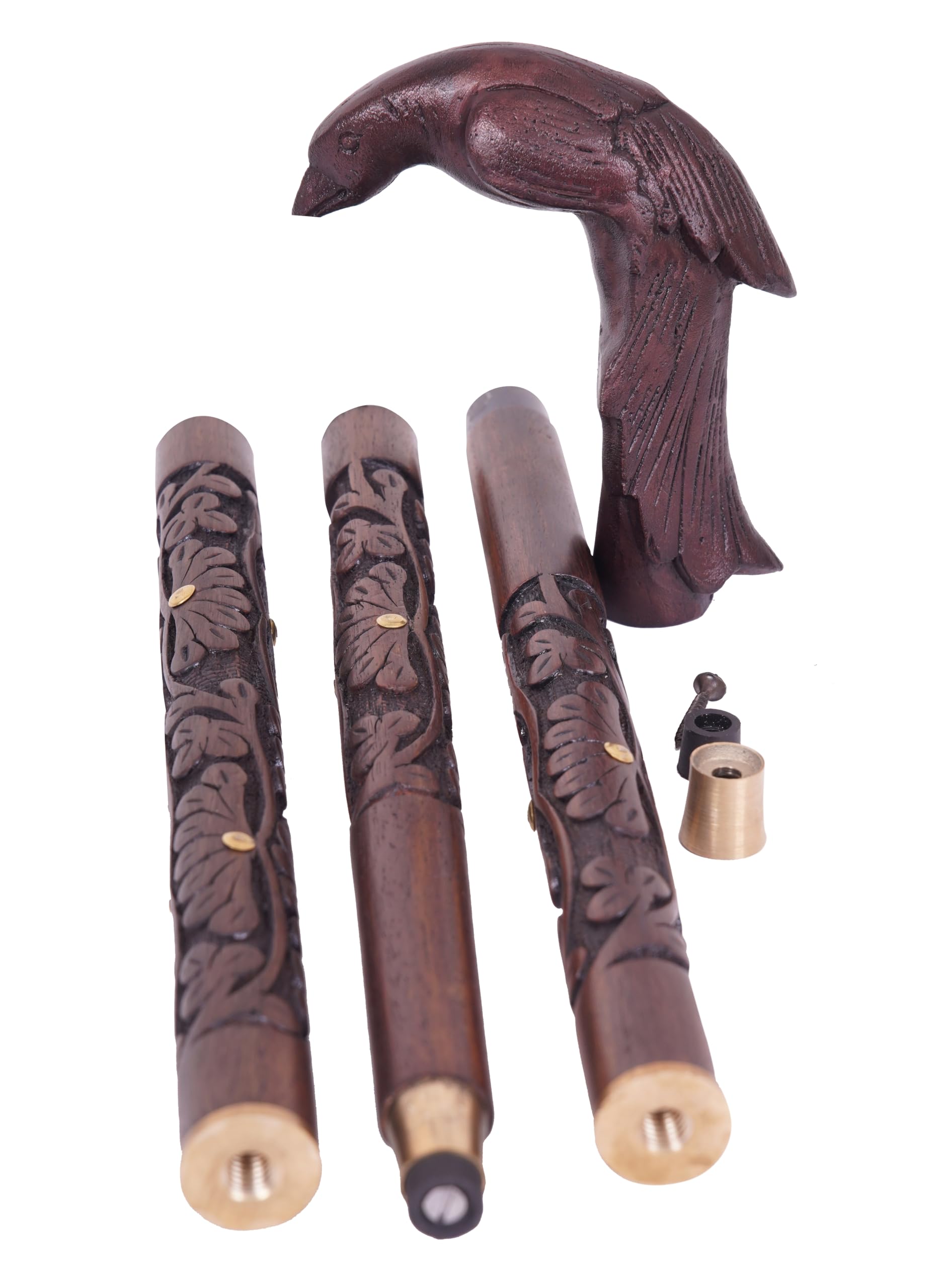 Shaan NauticalWalking Cane for Men, Women, Brass Handle knob Bird Cane, Mystic Raven Walking Stick, Gothic Swagger Cane, Black Wooden Cain for Men, Hardwood
