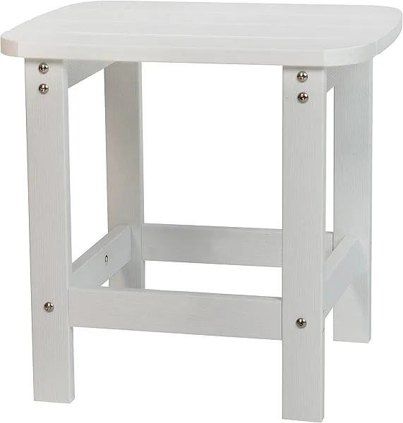 Flash Furniture Charlestown Tiered Commercial Poly Resin Adirondack Side Table - White - All-Weather - Indoor/Outdoor