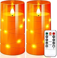 Vista 18 de NURADA Velas parpadeantes sin llama: luces de cadena de estrellas integradas que funcionan con pilas, velas LED de pilar con control remoto