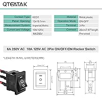 Vista 2 de QTEATAK KCD1-01 Interruptor basculante de 3 pines con cable de 3 pines de 3 posiciones 10A/125V, 6A/250V - Paquete de 5