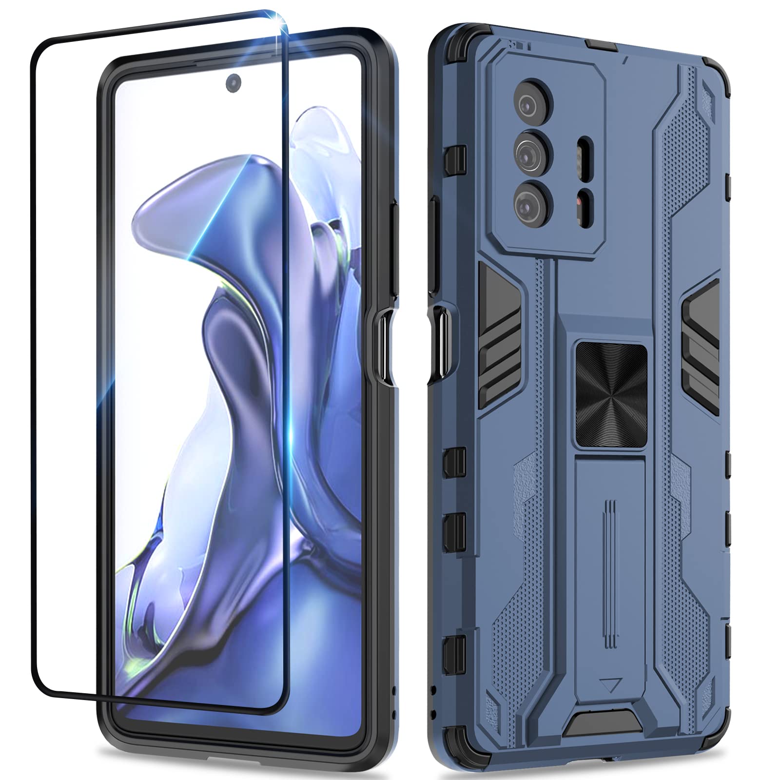 Funda para Samsung Galaxy A13 4G con Cristal Templado Protector Pantalla, Carcasa Antigolpes con Soporte anular metálico, Case Protectora de Grado Militar, Negro — view 47