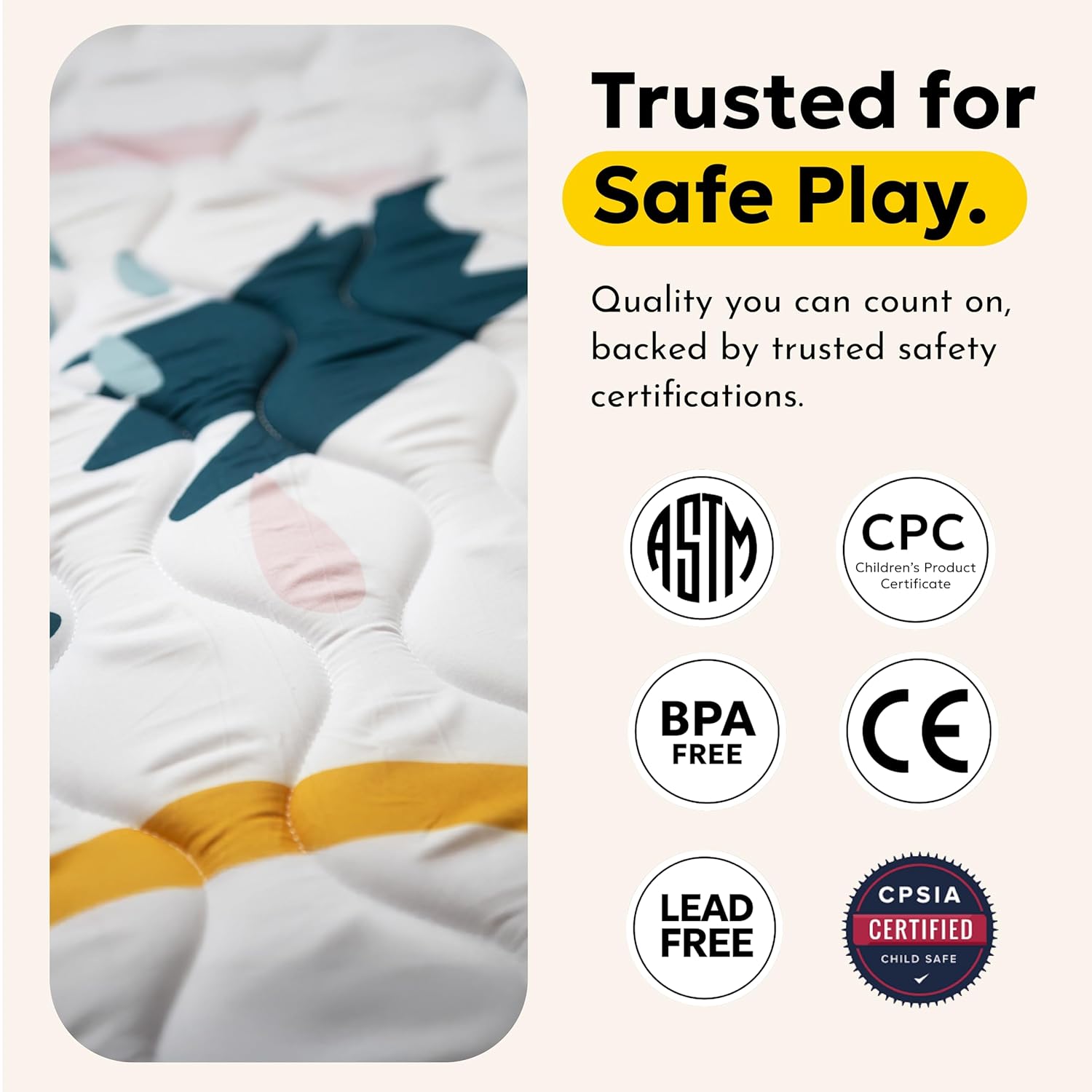 Miotetto Baby Mat for Floor, 50" x 50" Playpen Mat, Thick Soft Foam Padding Baby Play Mat, Portable Quilted playmat - Washable Baby Floor Play mat, Non-Slip Play Mat for Babies & Toddlers