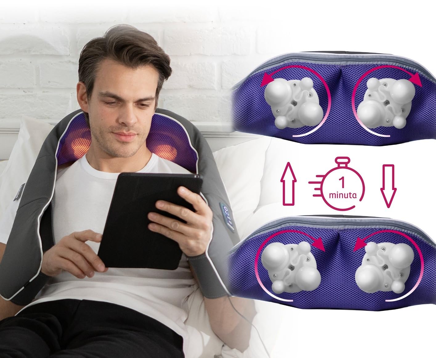 MASAŻER B.WELL MED-440 DO KARKU SZYI RAMION PLECÓW PAS MASUJĄCY GRZEJĄCY SHIATSU
