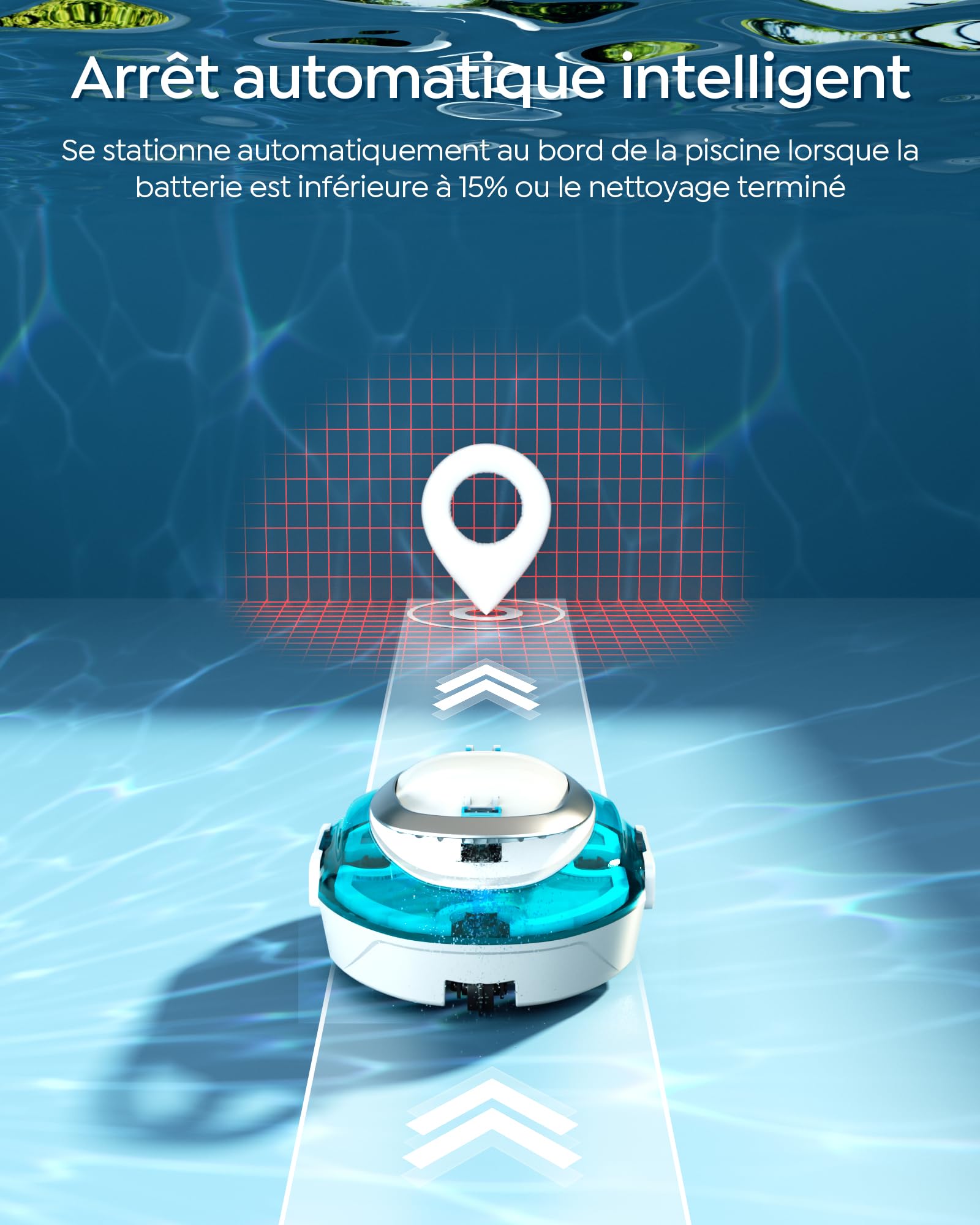 S2 Robot Piscine,Double Filtration,Aspirateur Piscine sans Fil,Bleu | 90 Min d'Autonomie, Nettoyeur de Piscine Compact,Stationnement Automatique,pour Piscines Hors Sol Jusqu'à 80 m²
