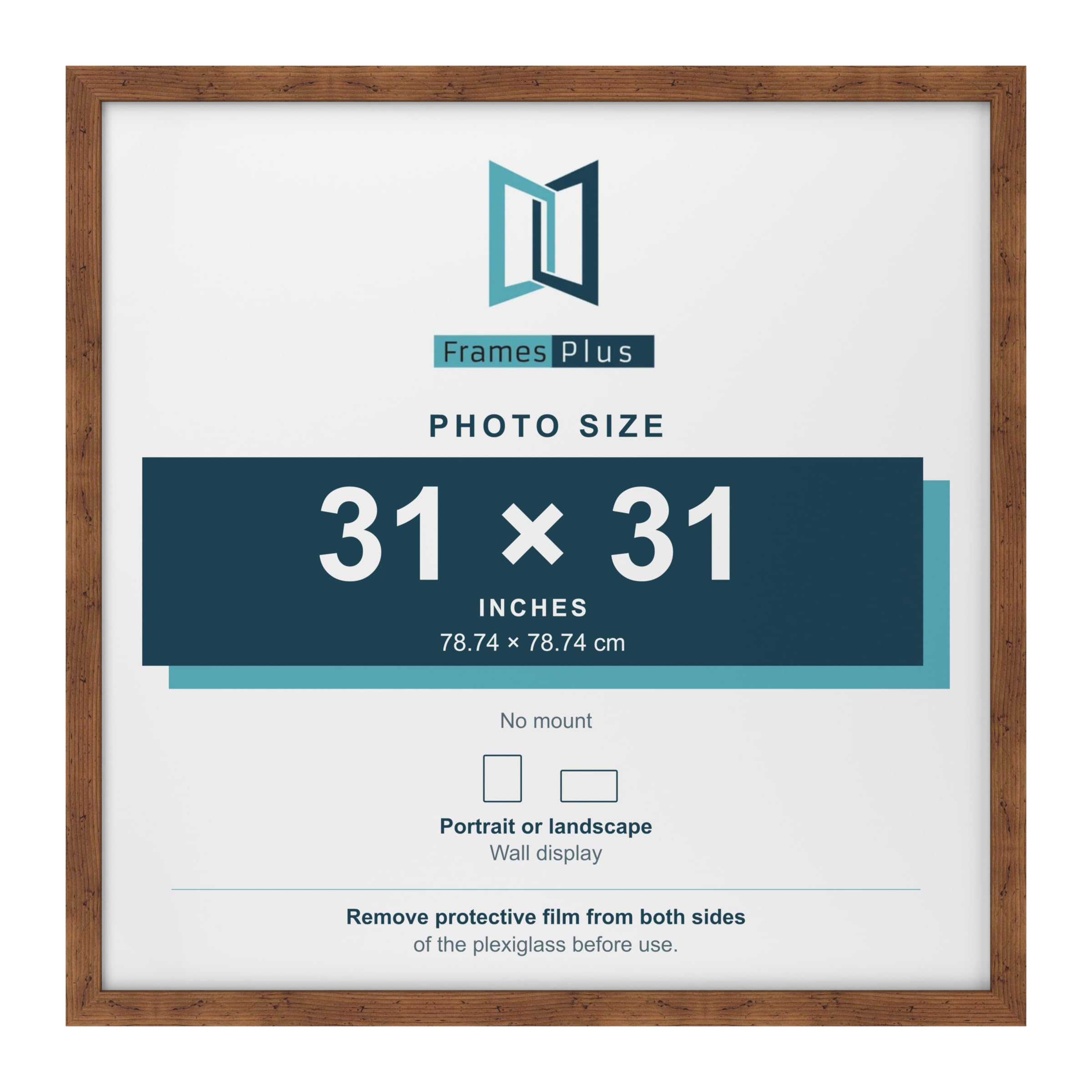 FramesPlus 31x31 Inch Square Poster Frame, Rustic, Modern Photo Frame