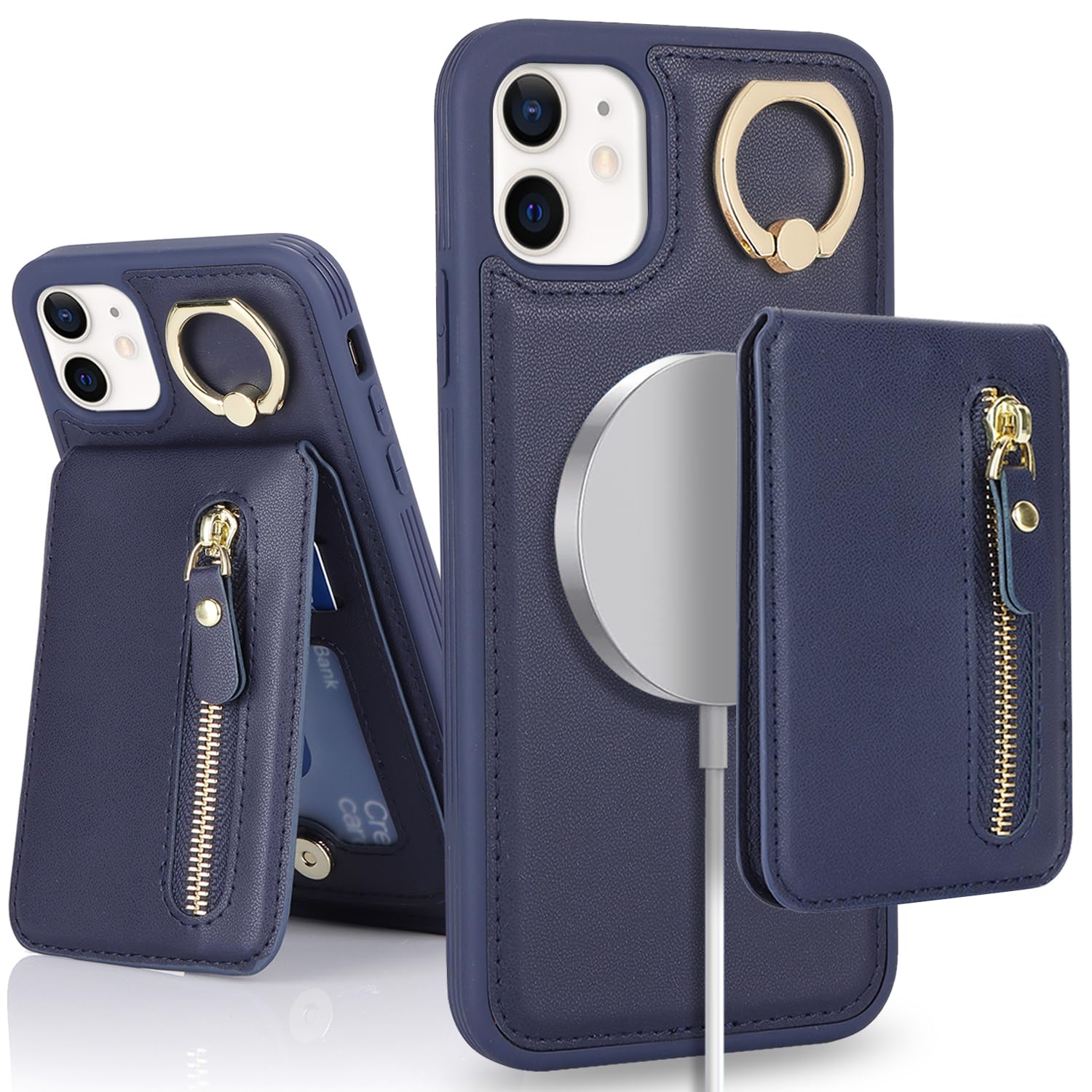 SailorTech iPhone 12/12 Pro Phone Leather Case with Credit Card Holder Magsafe