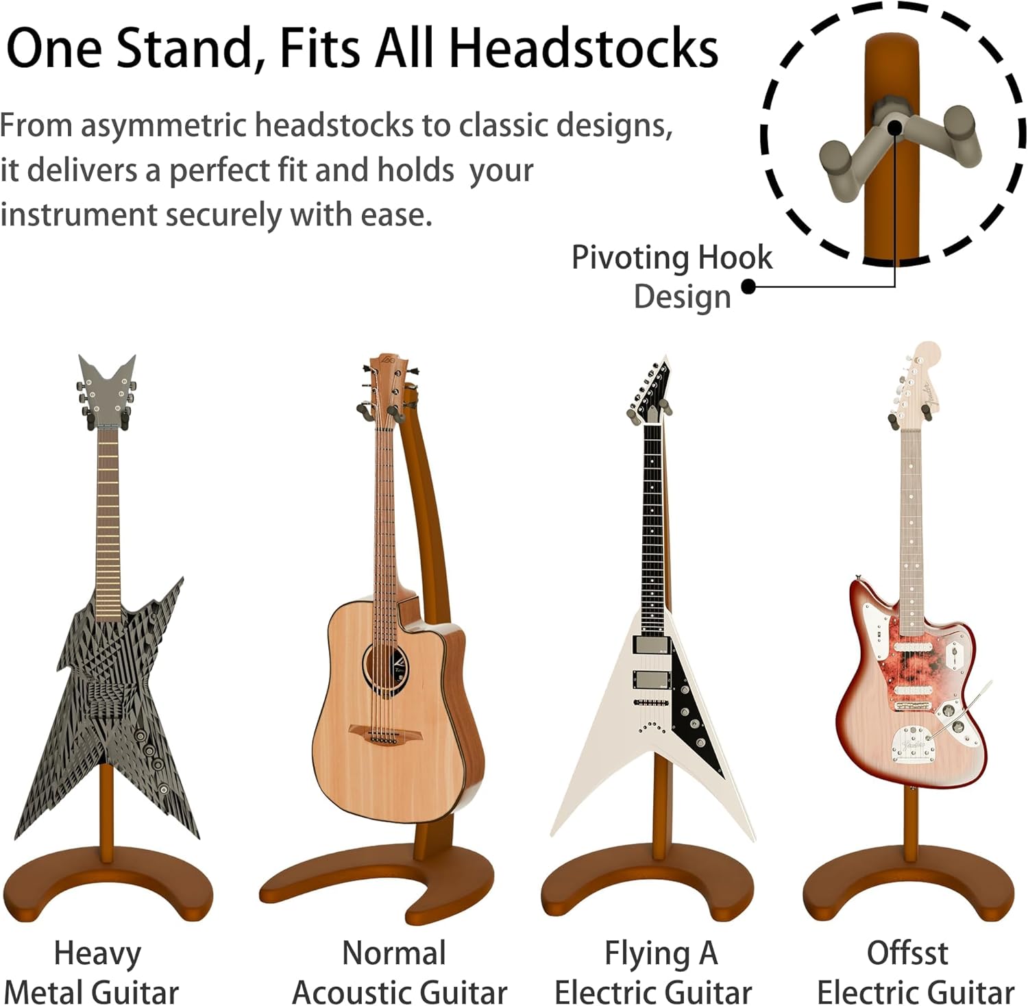 Guitar Stand,Acoustic Guitar Stand,Solid Wooden Guitar Stand,Freestanding Wooden Guitar Mount,Guitar Holder, Handcrafted Floor Stand for Guitar/electric guitar/Bass/Banjo/Mandolin/violin - Art-Grade