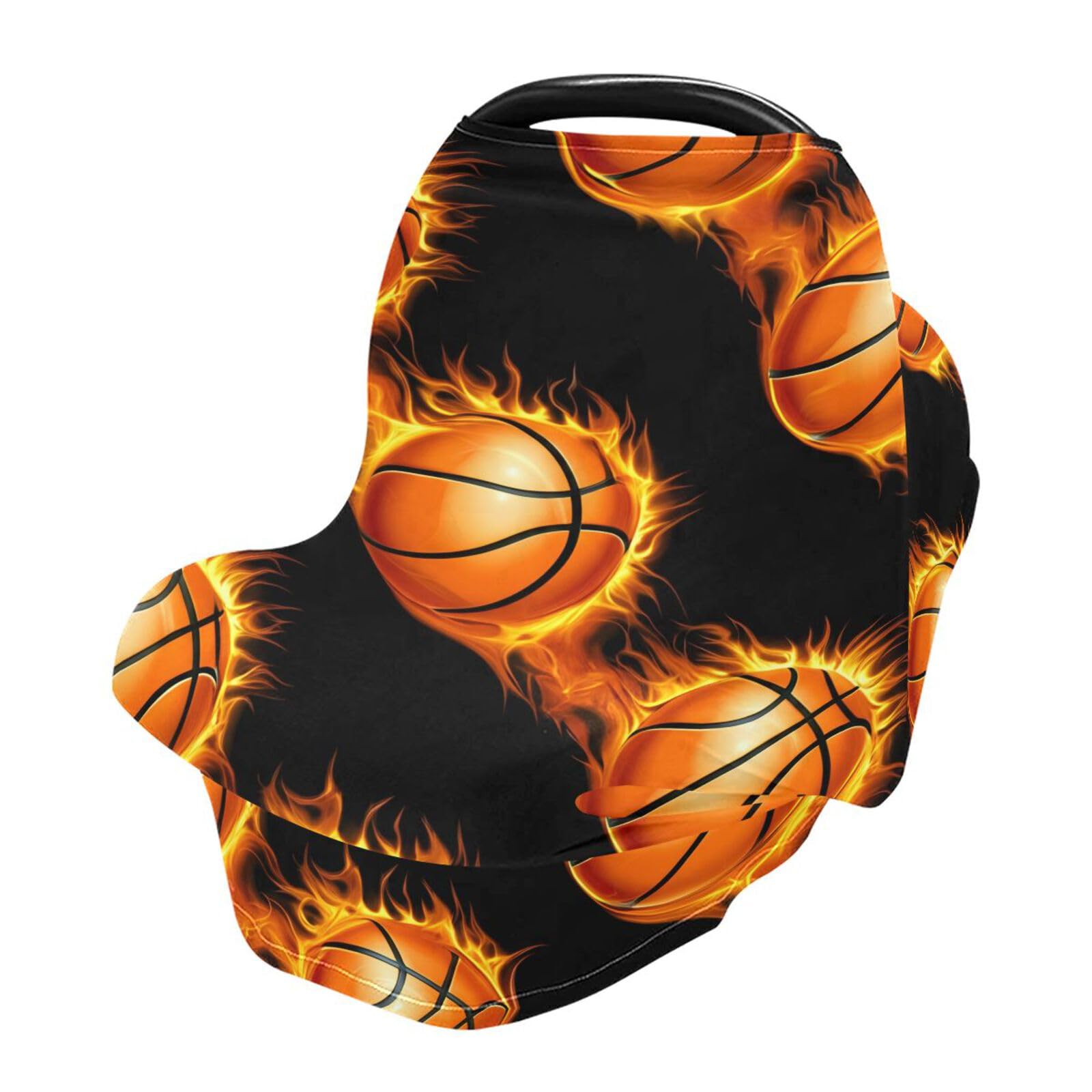 Nesatuwa Baby Car Seat Cover Cartoon Flame Basketball Breastfeeding Covers Stretchy Breathable Multi-Use Cover Carseat Canopy for Girls and Boys