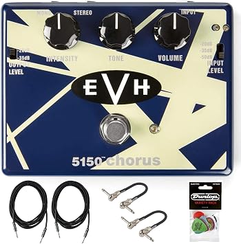 MXR EVH 5150 Chorus EVH30 Pedal Bundle with 2 Instrument Cables, 2 MXR Patch Cables, and Dunlop Pick Pack