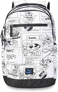 PUMA Unisex-Adult SUPER 4 Compartment Backpack, Black-White-AOP (9154901)
