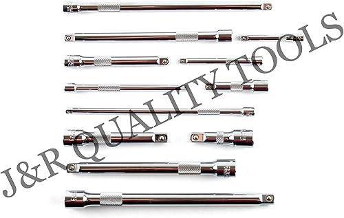 Miniatura 3 de VCT Juego de barra de extensión de 12 piezas, barra de extensión de enchufe de 1/4", 3/8" y 1/2", CR-V, acabado espejo PRO GRADE Shop Tools