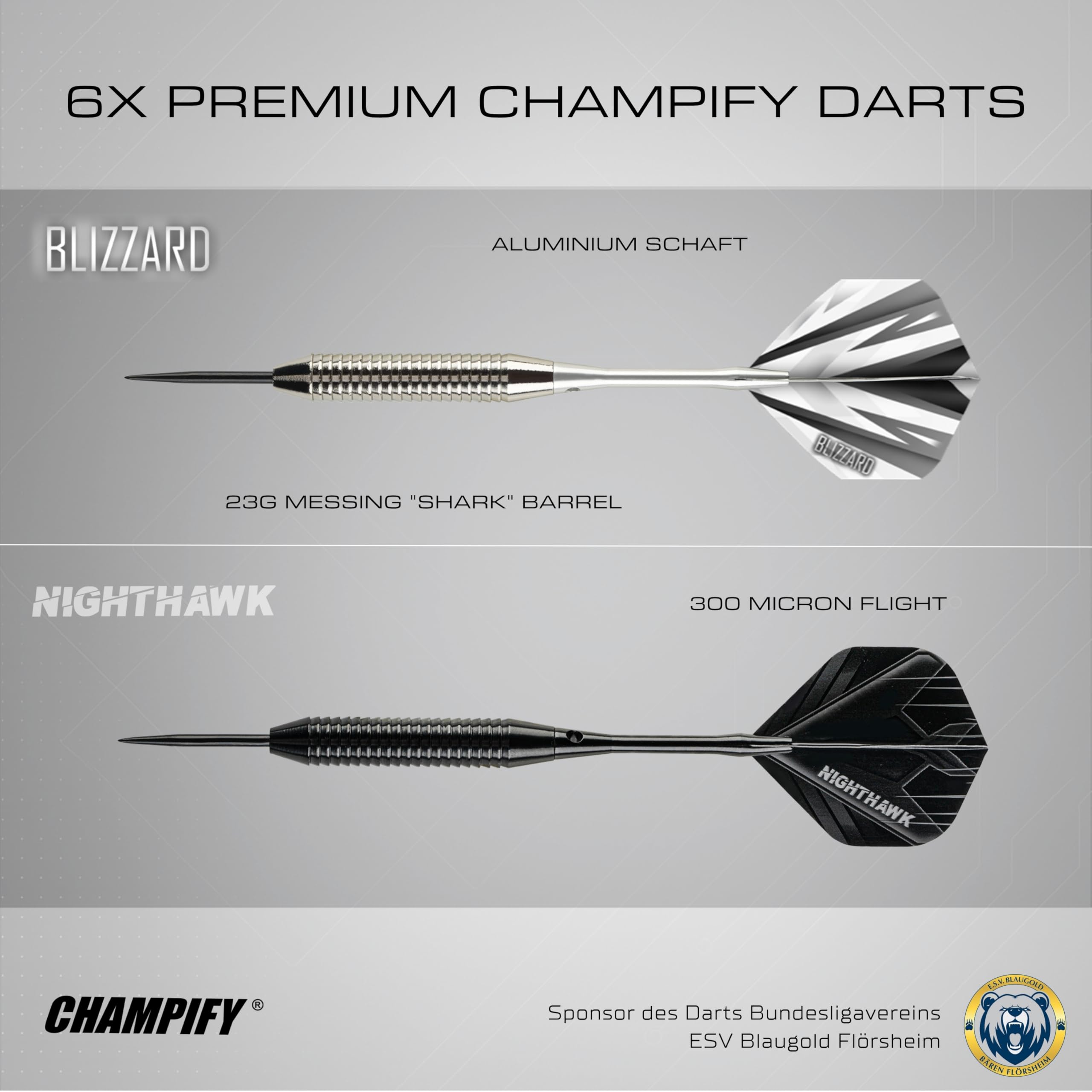 Champify® Dartscheibe Steeldart inkl. 6 Darts – Turniergröße Ø 45 cm – Hochwertiges Sisal Dartboard Set mit 6 Brass Darts & Montagekit – Steeldartscheibe für Anfänger & Fortgeschrittene – Indoor
