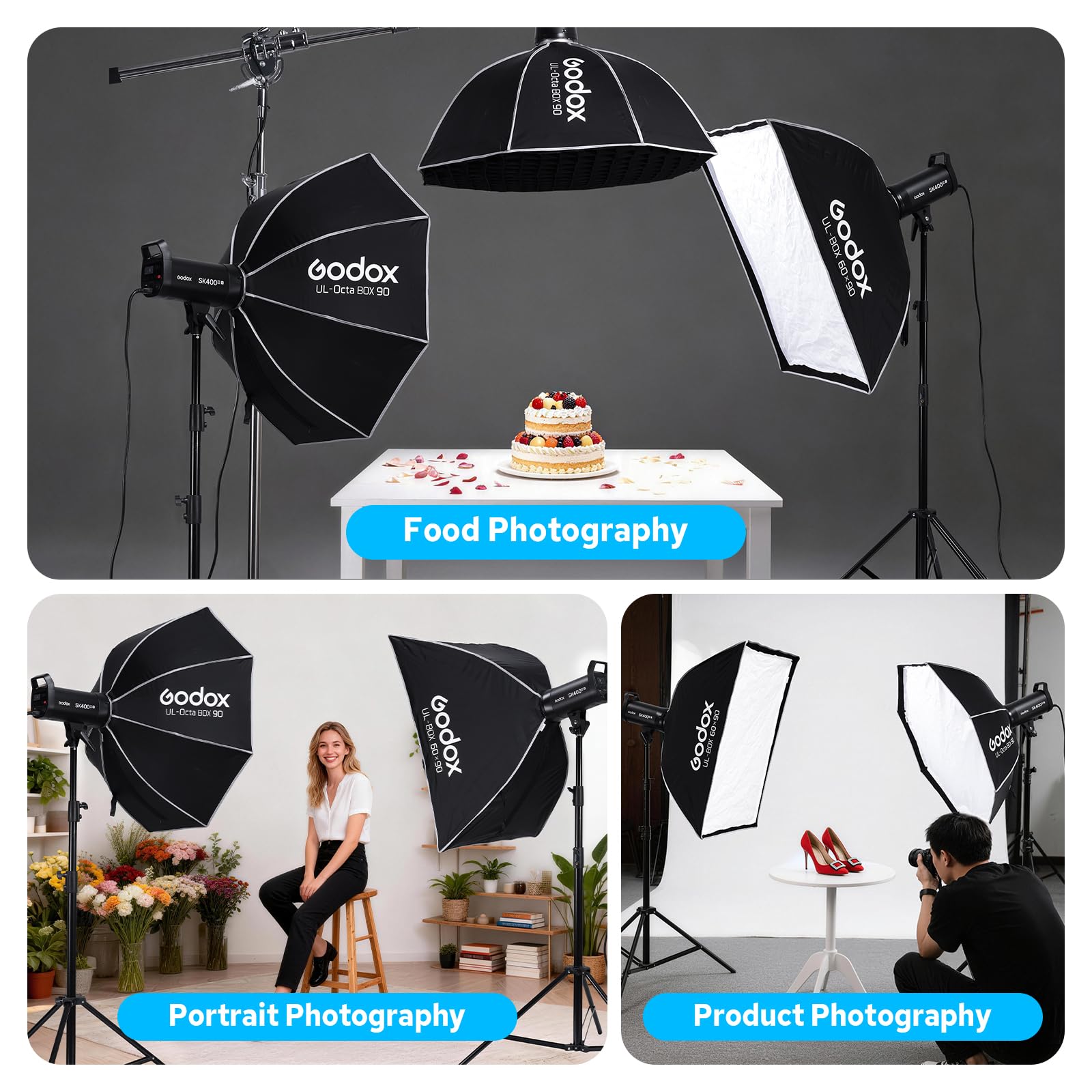 Godox SK400III-V SK400IIIV Studioblitz, 400 Ws Monoluz Bowens Halterung, 2,4 G kabelloses X-System, 0,1-1,5 s Recycelung, 10 W LED-Modellierlampe
