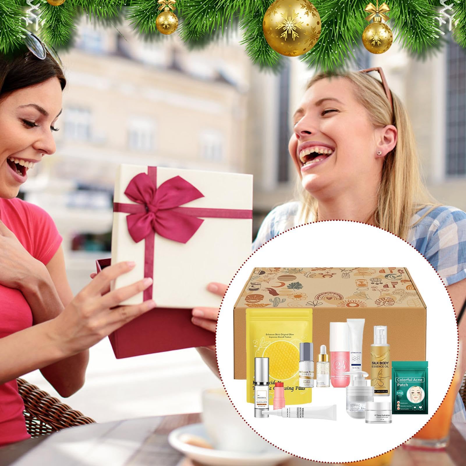 Set per la cura della pelle, kit per la pulizia del viso, rassodante e idratante, per donne, mogli, mamma, fidanzata, viaggi, casa, , calze di Natale