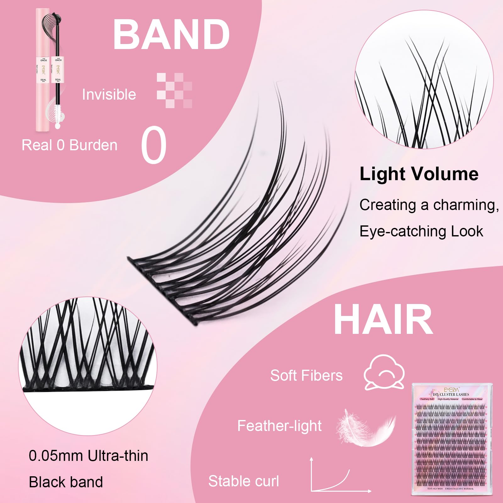 EMEDA ciglia finte ciuffetti, Ciglia a grappolo morbide e naturali 10mm 11mm 12mm 13mm mix DIY extension ciglia individuali fai da te ciuffetti ciglia naturali e Morbide (EME134 mix)