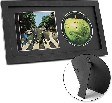 FramePro CD Display Frame vinyl record frame Cover & Disc 36,2x19,61 cm Black Mount Real Glass Photo Picture Display 2Pcs