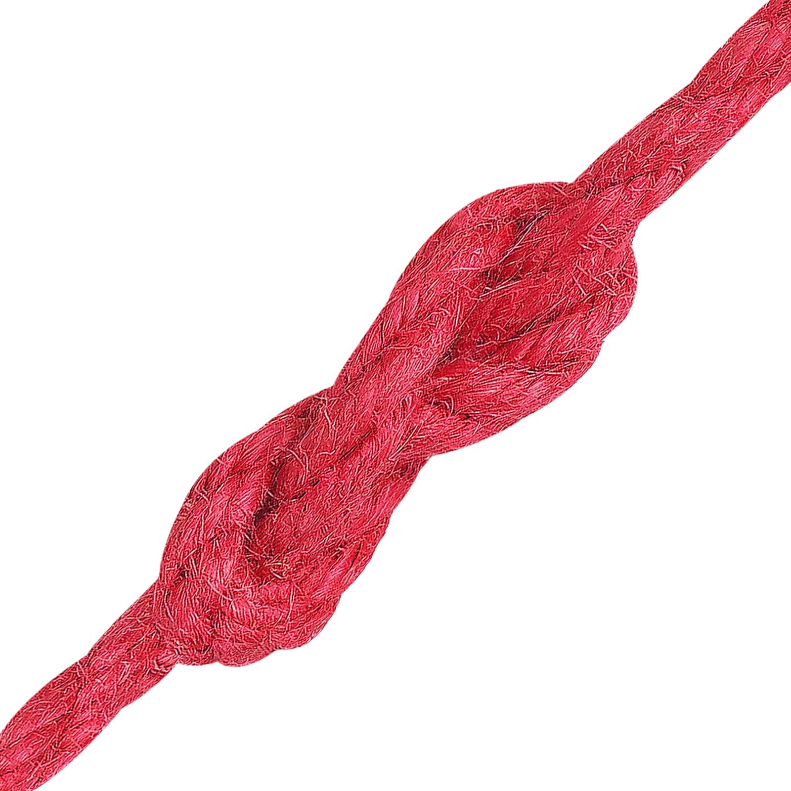 Corda di iuta rossa 100% Tossa, 3 strati, diametro 5 mm, versatile, per giardino, fai da te, fissaggio e trasporto, con affidabile protezione per nodi, 2 pezzi