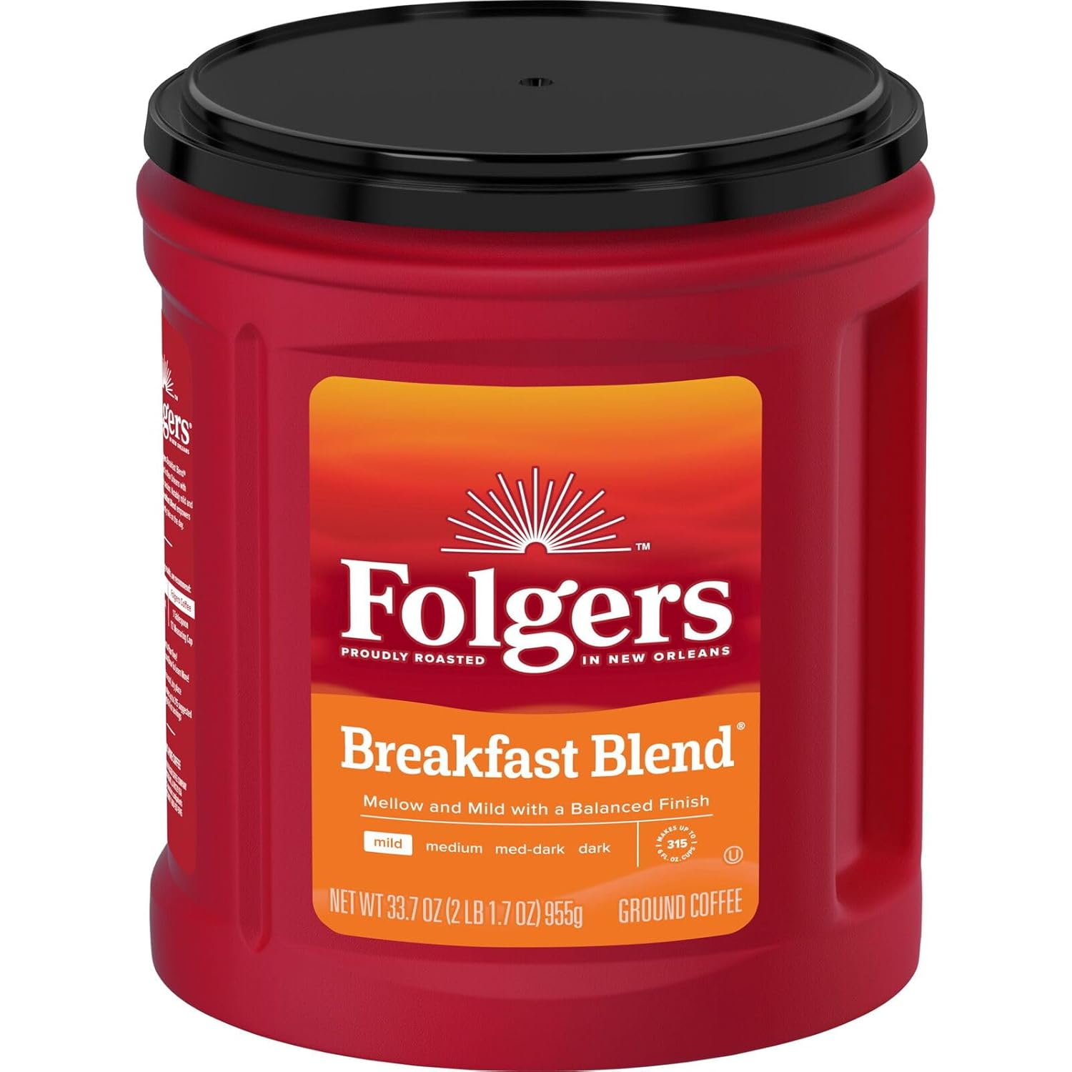 Folgers Breakfast Blend Ground Coffee, Smooth & Mild
