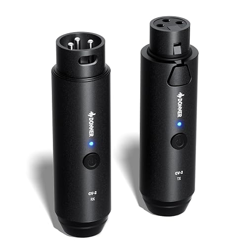 Donner Wireless XLR Microphone Transmitter Receiver, 2.4GHz Plug-on Wireless Mic Adapter with 24-bit/192kHz High-Resolution for Dynamic Microphones, Audio Mixer, PA System, Camera (CV-2)
