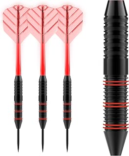 Accudart Tracer LED Steel Tip Darts Set – 16g Onyx Coated Barrels, Light Up 1-Piece Shafts & Flights, Easy Twist On/Off