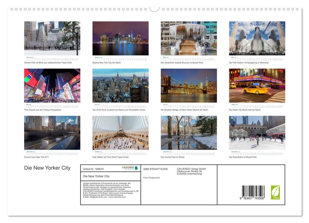 Die New Yorker City (hochwertiger Premium Wandkalender 2026 DIN A2 quer), Kunstdruck in Hochglanz: Aktuelle New York Bilder