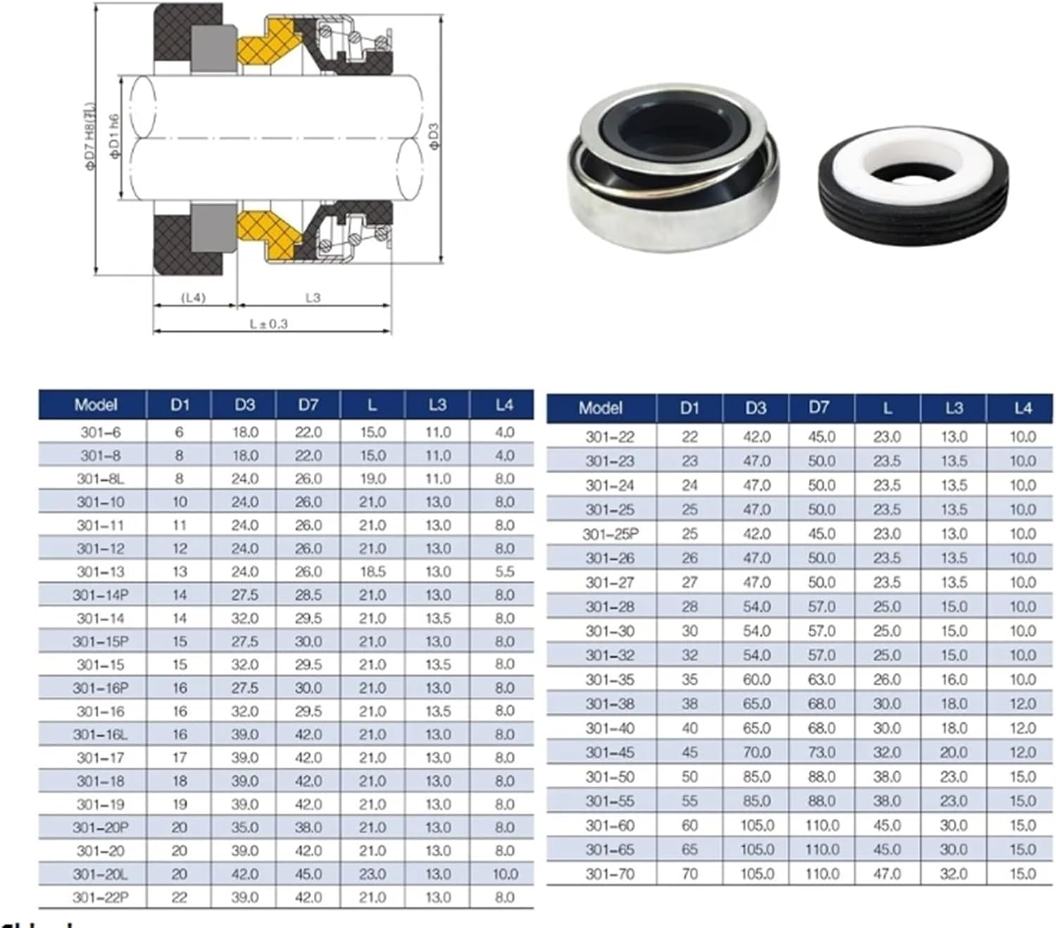 301-16L BT-AR Mechanical Seals Shaft Size 16mm 5pcs/lot Mechanical Seal Pump
