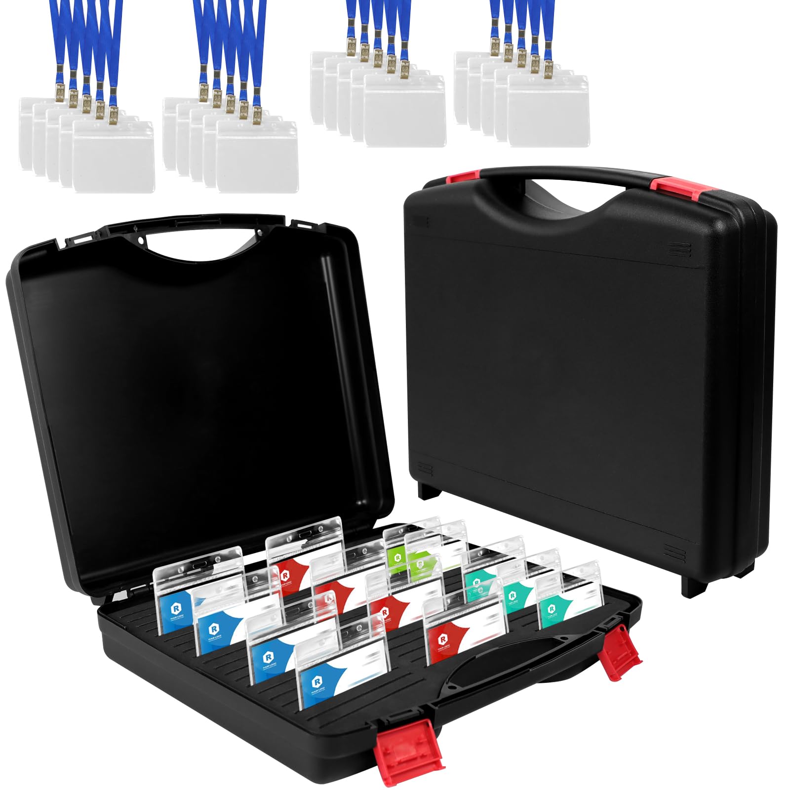 Confezione da 2 custodie organizer per targhette con nome, 118 scomparti foderati in EVA, con 60 porta badge orizzontali, scatola porta badge per ufficio, eventi, conferenze