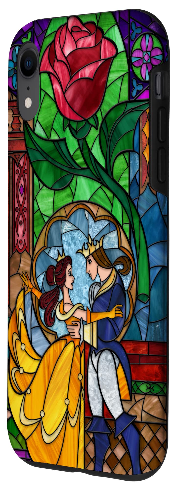 Custodia per iPhone XR Disney La Bella e la Bestia - Vetro colorato Belle e Principe