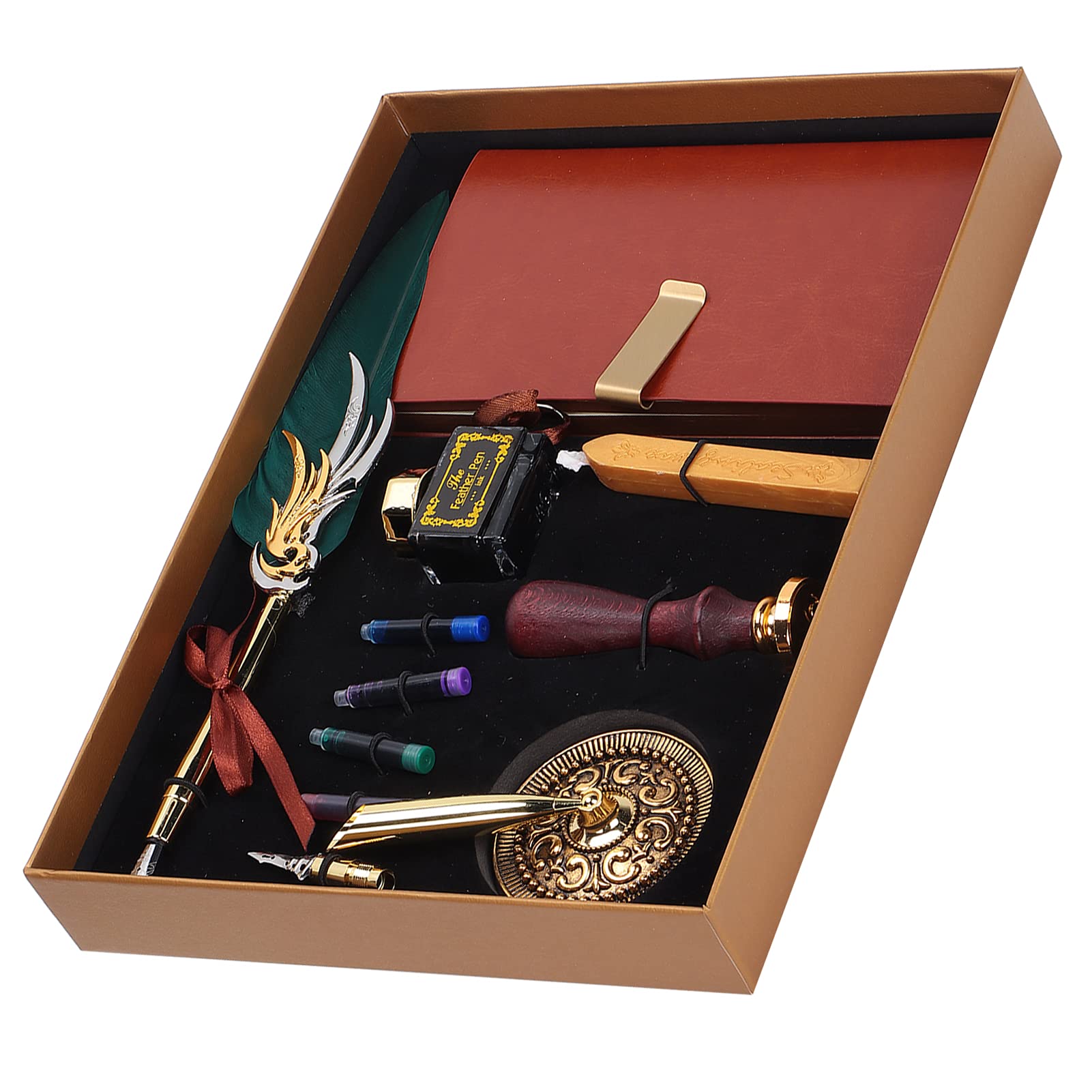 Ensemble de Stylos de Calligraphie Dip avec un Design de Plume élégant, Comprend un Sac D'encre et un Coffret Cadeau pour les Artistes et les Amateurs de Calligraphie, 1 Ensemble (SP139035
