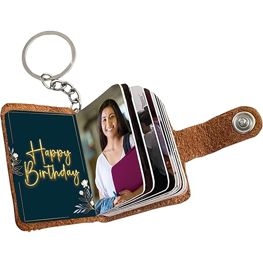 Customizable Leather Keychain & Photo Book - Brown