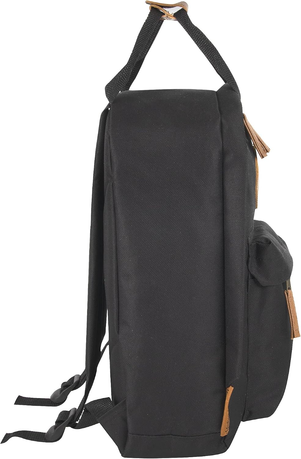 MADISON & DAKOTA Canvas Mini Backpack for Everyday & Day Pack Rucksack in Solid Color Blocks (Black)
