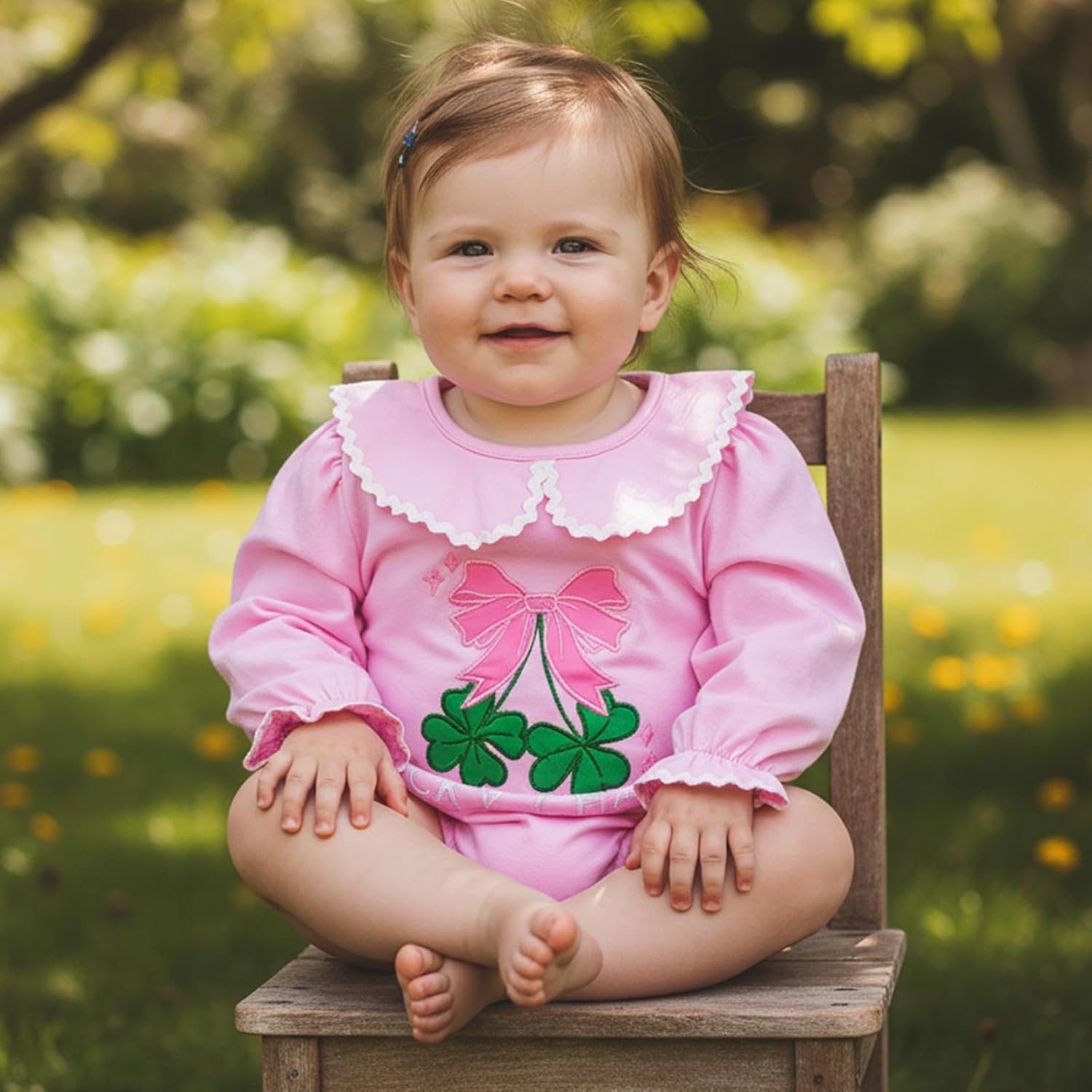 Newborn Baby Girls Halloween Outfit Pumpkin Bubble Romper Peter Pan Collar Ruffle Long Sleeve Bodysuit Clothes - Image 2