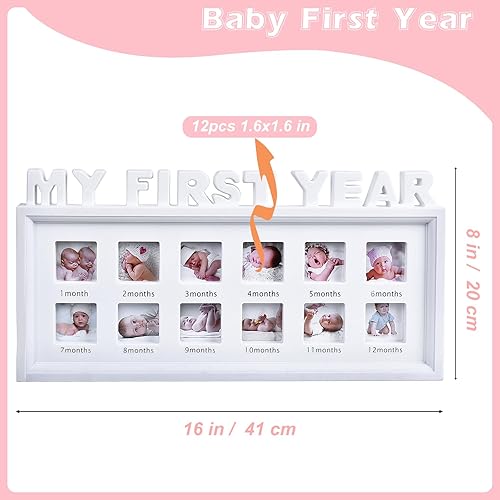 Miniatura 2 de MICKYU My First Year - Marcos de fotos para recién nacidos, imprescindibles y personalizados, regalos para baby shower para la nueva mamá (blanco)